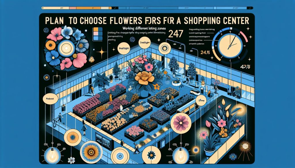 План выбрать цветы для ТРЦ: при работе 24/7, с разными зонами освещения