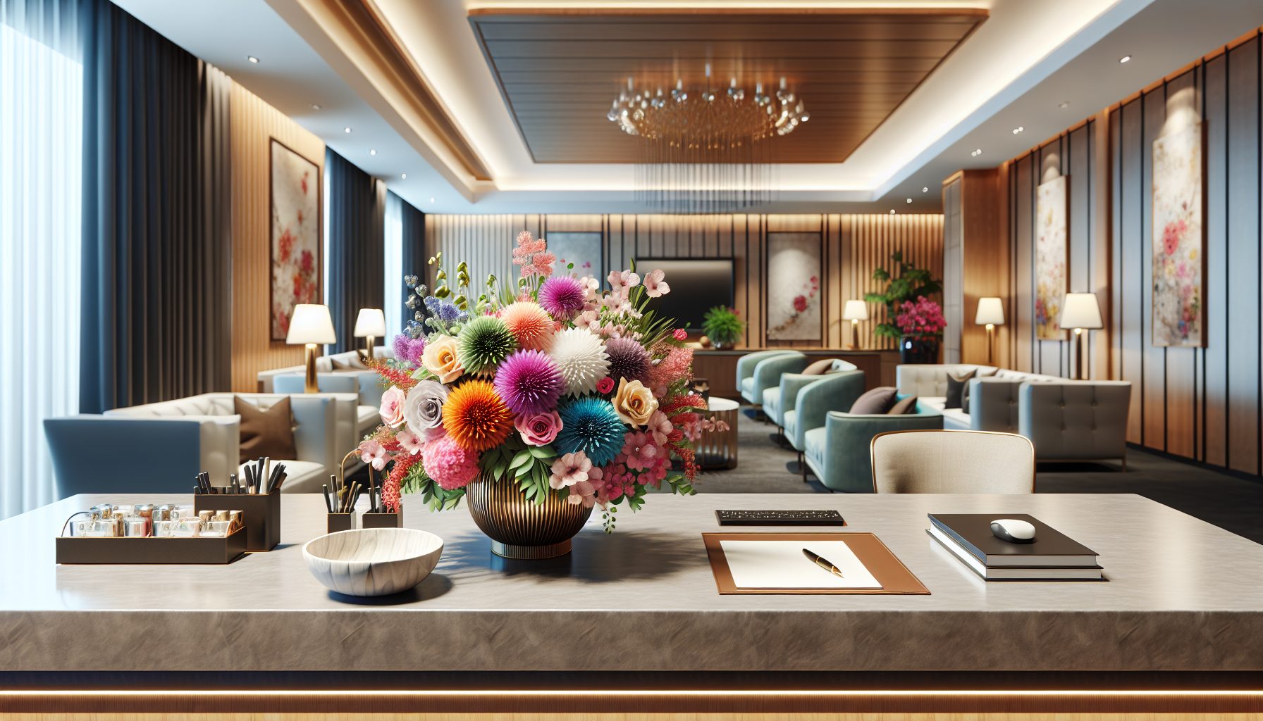 Цветы, вазы и настроение офиса