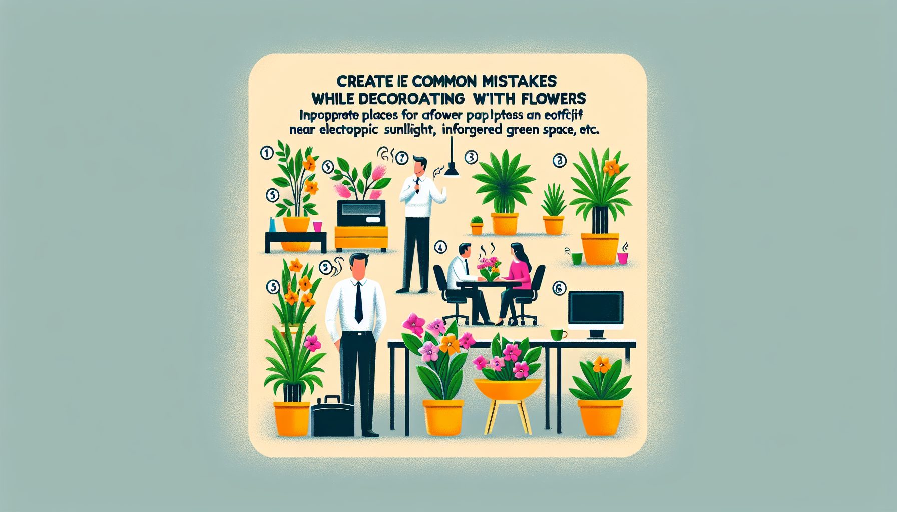 Типичные ошибки при оформлении офиса цветами