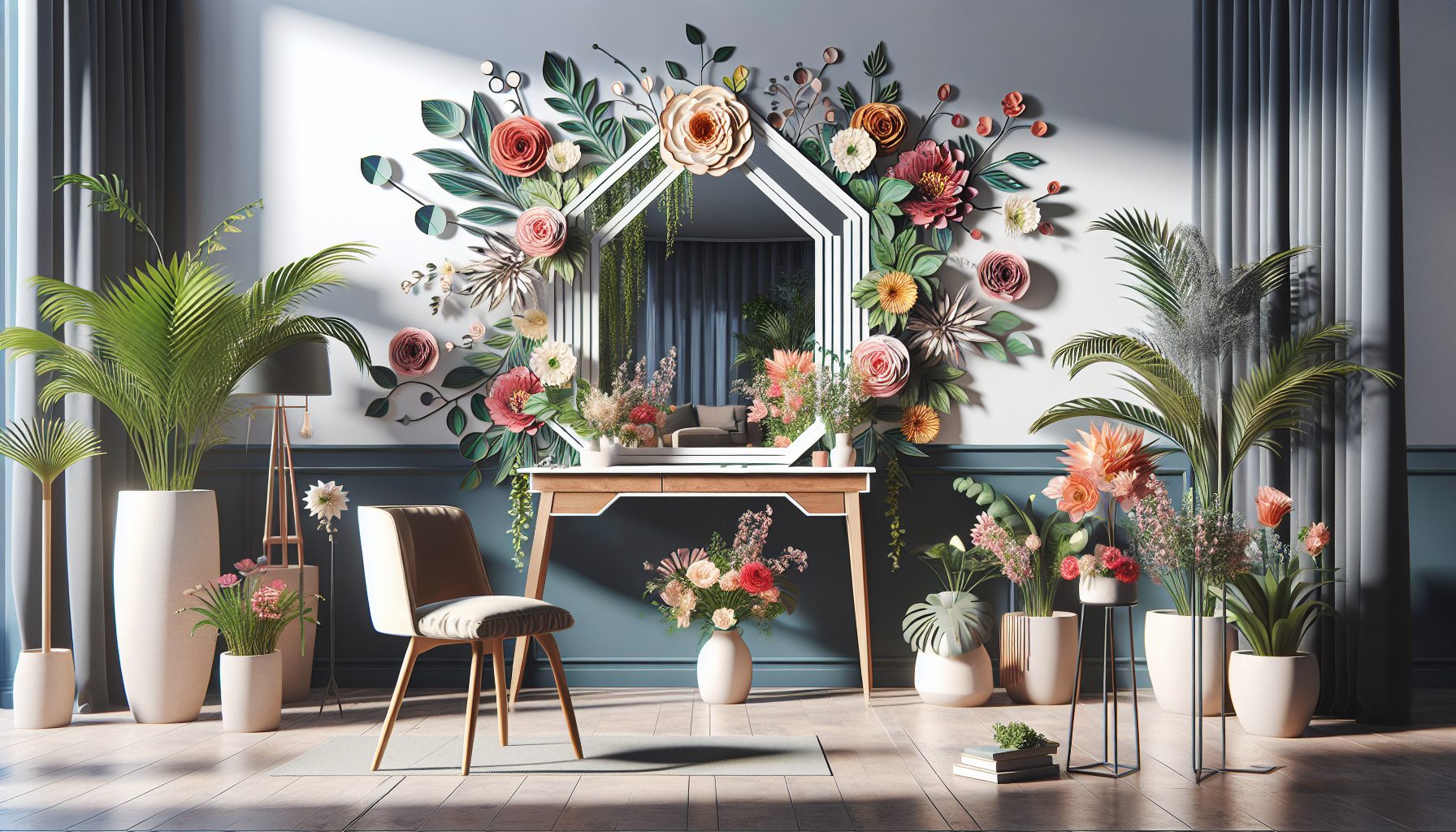 Как подружить цветы, зеркала и стиль интерьера