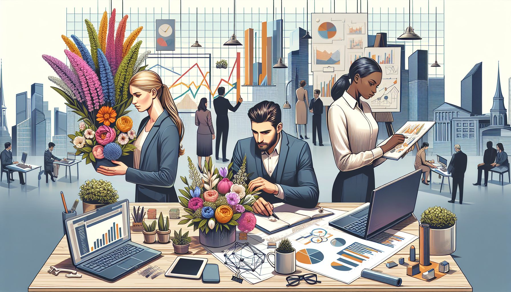 Командная работа: флорист, маркетолог и архитектор