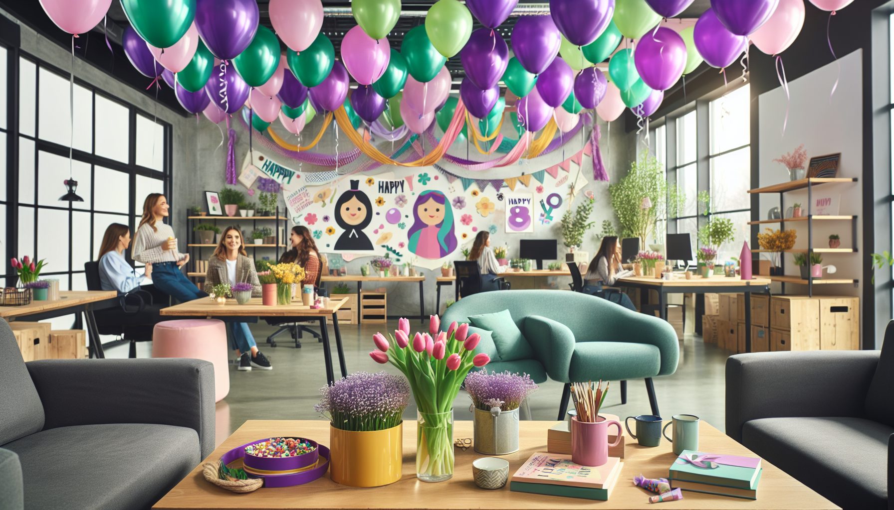 Почему праздничное оформление офиса к 8 Марта — это не просто шарики и тюльпаны