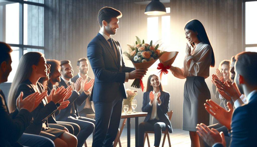 Как превратить вручение букетов на корпоративе в красивый ритуал